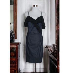 MOSCHINO Denim Dress with Black Ruffle Sleeveless Straps Size 4 No Size Tag READ